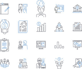 Advertising line icons collection. Promotion, Marketing, Branding, Publicity, Commercials, Sponsorship, Endorsement vector and linear illustration. Persuasion,Outreach,Communication outline signs set