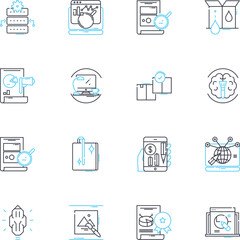 Data organization linear icons set. Categorization, Sorting, Arrangement, Classification, Organization, Indexing, Management line vector and concept signs. Systematization,Compilation,Cataloging