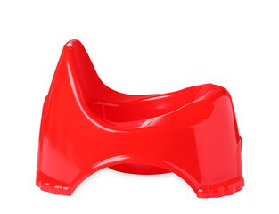 Red baby potty on white background. Toilet training