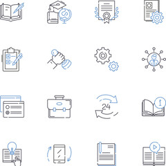 Camping gear line icons collection. Tent, Sleeping bag, Backpack, Stove, Lantern, Chair, Cooler vector and linear illustration. Hammock,Grill,Water filter outline signs set