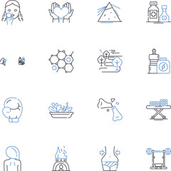 Functional medicine line icons collection. Nutrition, Lifestyle, Genetics, Integrative, Holistic, Prevention, Epigenetics vector and linear illustration. Toxicity,Inflammation,Gut outline signs set
