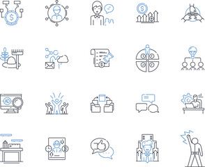 Production rate line icons collection. Efficiency, Output, Yield, Productivity, Capacity, Volume, Performance vector and linear illustration. Acceleration,Pace,Ratio outline signs set