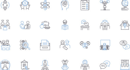 Obraz premium Graduation line icons collection. Achievement, Success, Diploma, Ceremony, Cap, Gown, Tassel vector and linear illustration. Honor,Commencement,Pictures outline signs set