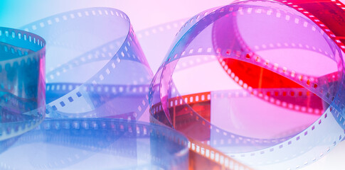 abstract background with film strip. background for film production film festival concept - obrazy, fototapety, plakaty