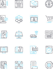 Social nerking linear icons set. Connections, Engagements, Influencers, Likes, Shares, Comments, Communities line vector and concept signs. Virality,Socializing,Nerking outline illustrations