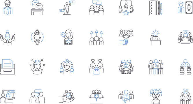 Edutainment line icons collection. Learning, Fun, Instruction, Engagement, Gaming, Interactive, Education vector and linear illustration. Entertainment,Stimulating,Inspiring outline signs set