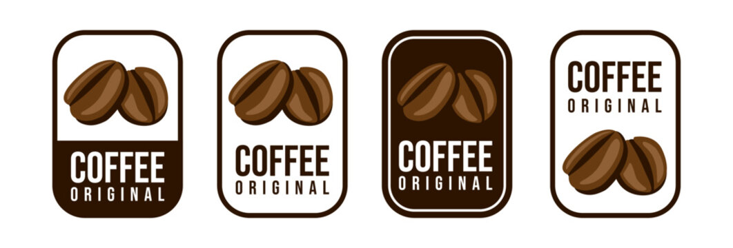 Coffee shop logo. retro badge coffee bean and leaf branch with mountain natural icon line stamp logo vector design in vintage hipster modern style, premium coffee shop bar brand symbol icon
