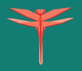 origami dragonfly insect flat color asset