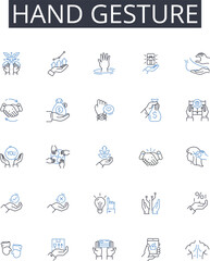 Hand gesture line icons collection. Eye contact, Facial expression, Body language, Verbal communication, T of voice, Nonverbal cues, Social interaction vector and linear illustration. Speech pattern