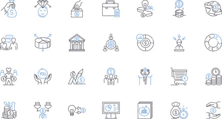 Business strategy line icons collection. Innovation, Growth, Expansion, Differentiation, Optimization, Collaboration, Competitive advantage vector and linear illustration. Targeting,Leadership