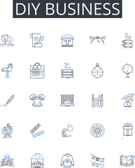Diy business line icons collection. Handmade venture, Homemade enterprise, Bespoke business, Crafty company, Artisan endeavor, Artistic organization, Creative start-up vector and linear illustration