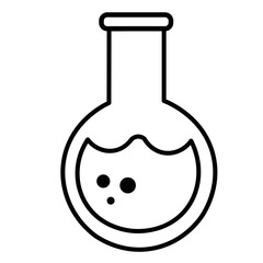 Black laboratory flask with transparent bottom, minimalist chemistry laboratory flask