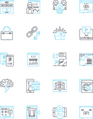 Internet commerce linear icons set. E-commerce, Online shopping, Marketplace, Digital payments, Retail, Virtual store, Marketplace aggregator line vector and concept signs. Online inventory,Checkout