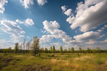 Fototapeta na wymiar Sky clouds panorama landscape. Generative AI
