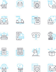 Web bazaar linear icons set. E-commerce, Online, Marketplace, Digital, Storefront, Platform, Shopping line vector and concept signs. Internet,Technology,Mobile outline illustrations