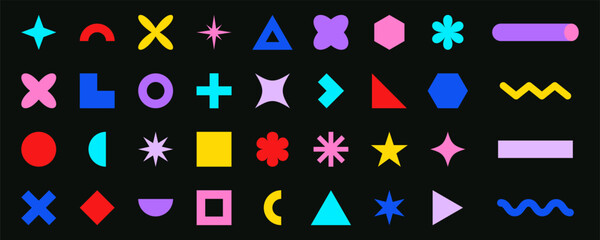 Set of trendy abstract geometric shapes. Geometric shape elements for background, poster, cover, banner.