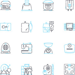 Professional courtesy linear icons set. Respect, Consideration, Civility, Dignity, Manners, Politeness, Decorum line vector and concept signs. Protocol,Etiquette,Composure outline illustrations