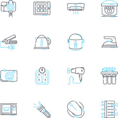 Modern house linear icons set. Minimalistic, Innovative, Futuristic, Sleek, Contemporary, Smart, Stylish line vector and concept signs. Eclectic,Open,Zen outline illustrations