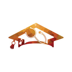 Medical education concept logo design template. Graduation cap and stethoscope icon.