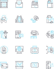 Data research linear icons set. Analysis, Analytics, Big data, Business, Collection, Computation, Computer line vector and concept signs. Data,Database,Mining outline illustrations
