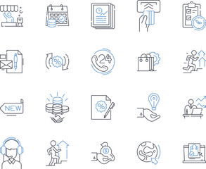 Market research line icons collection. Survey, Data, Analysis, Focus group, Demographics, Competition, Insights vector and linear illustration. Customer,Target,Trends outline signs set