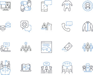 Store and shopper line icons collection. Purchase, Discount, Transaction, Sales, Cart, Loyalty, Customer vector and linear illustration. Checkout,Convenience,Value outline signs set