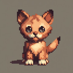 Fototapeta premium Purrfect Pixel Art: A Cute Kitten in 8-Bit Style, AI Generative