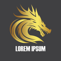 Gold Luxury Dragon Logo Design
