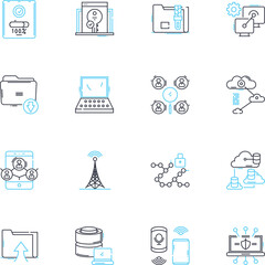 Web linear icons set. Internet, Online, Website, Browser, HTML, CSS, JavaScript line vector and concept signs. Domain,Hosting,SEO outline illustrations