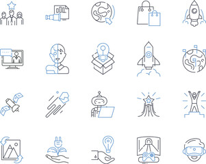 New ideas innovation line icons collection. Inventive, Creative, Groundbreaking, Imaginative, Unique, Innovative, Fresh vector and linear illustration. Revolutionary,Original,Inspiring outline signs