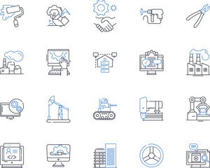 Constructor line icons collection. Blueprint, Hardhat, Framework, Building, Workers, Excavator, Structure vector and linear illustration. Hammer,Construction,Scaffold outline signs set