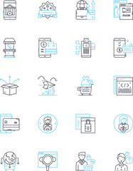 Barter Goods linear icons set. Trading, Exchange, Swapping, Bartering, Deals, Negotiation, Tradeoffs line vector and concept signs. Reciprocity,Interchange,Exchangeable outline illustrations