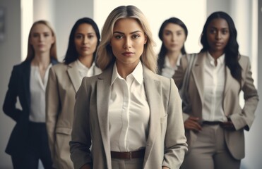 Fototapeta premium Group of confident female executives ,looking at the camera. Generative AI