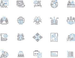 Business consultant line icons collection. Strategy, Analysis, Planning, Solutions, Innovation, Optimization, Collaboration vector and linear illustration. Growth,Leadership,Development outline signs