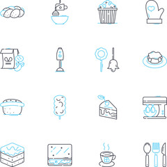 Salad maker linear icons set. Chopper, Slicer, Dicer, Grater, Spinner, Mixer, Processor line vector and concept signs. Shredder,Julienne,Mandoline outline illustrations