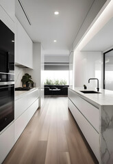 Effortless Elegance: Unveiling the Modern Luxe of a Premium Minimalist Kitchen - AI Generative