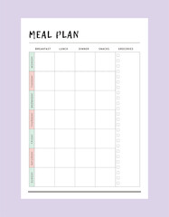 Meal planner. Plan you food day easily. Vector illustration