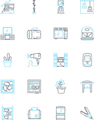 Refrigerator linear icons set. Cooling, Preservation, Freezing, Food, Ice, Temperature, Chill line vector and concept signs. Frost,Compressor,Storage outline illustrations