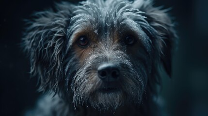 Lonely dog freezing. Created with generative AI.