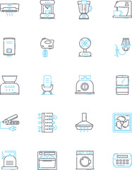 Furnishings linear icons set. Chair, Sofa, Table, Lamp, Bed, Rug, Ottoman line vector and concept signs. Curtain,Pillow,Shelf outline illustrations