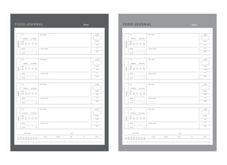 (grey) set of Food Journal. Plan you food day easily. Vector illustration.