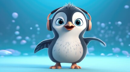 Naklejka premium adorable penguin dancing. Created with generative AI.