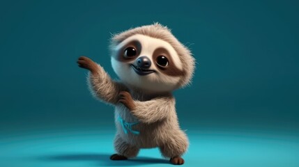adorable sloth dancing. Created with generative AI.