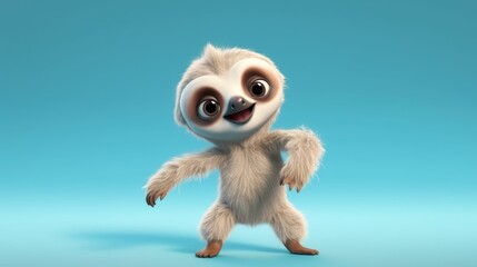 Fototapeta premium adorable sloth dancing. Created with generative AI.