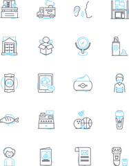 Internet sales linear icons set. E-commerce, Webstore, Marketing, Online, Marketplace, Email, Digital line vector and concept signs. Purchases,Platform,Advertising outline illustrations