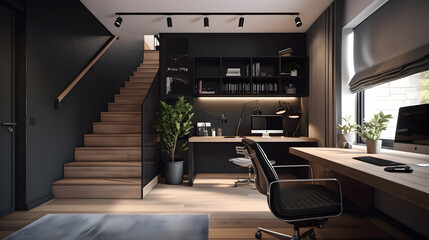 Simplicity Refined: Unveiling the Modern Elegance of a Premium Minimalist Home Office - AI Generative