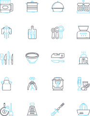 Culinary Room linear icons set. Kitchen, Cooking, Food, Recipe, Bake, Eat, Cuisine line vector and concept signs. Flavor,Meal,Chef outline illustrations