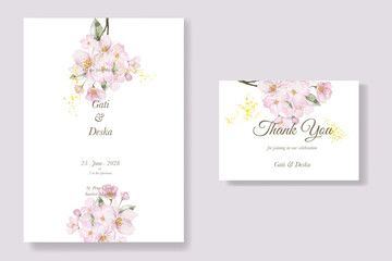 simple elegant cherry blossom wedding invitation