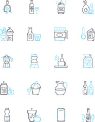 Explore and discover linear icons set. Adventure, Voyage, Quest, Investigate, Uncover, Examine, Inspect line vector and concept signs. Analyze,Study,Observe outline illustrations
