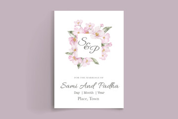 simple elegant cherry blossom wedding invitation